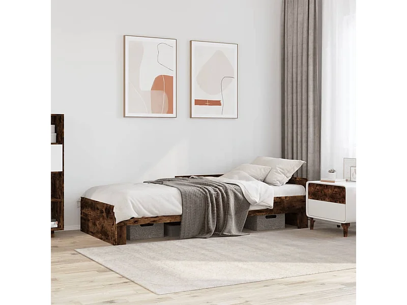 Cadre de lit sans matelas chêne fumé 100x200 cm bois ingénierie