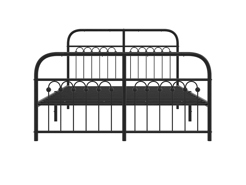 Estrutura de cama com cabeceira e pés 140x190 cm metal preto