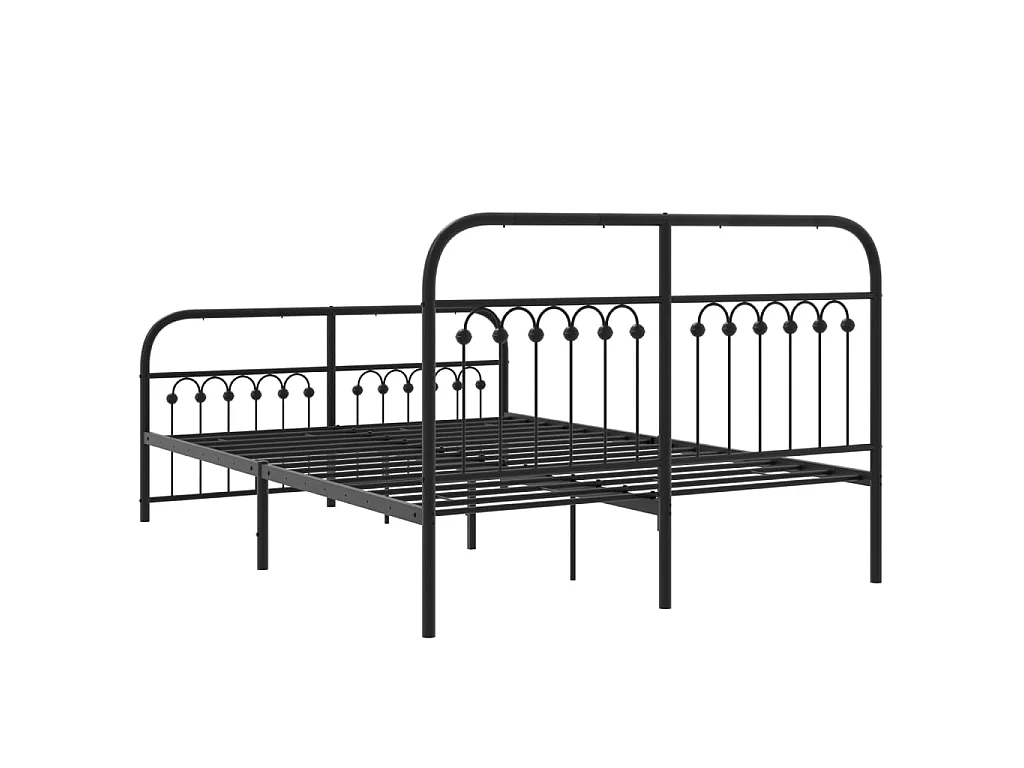 Estrutura de cama com cabeceira e pés 140x190 cm metal preto