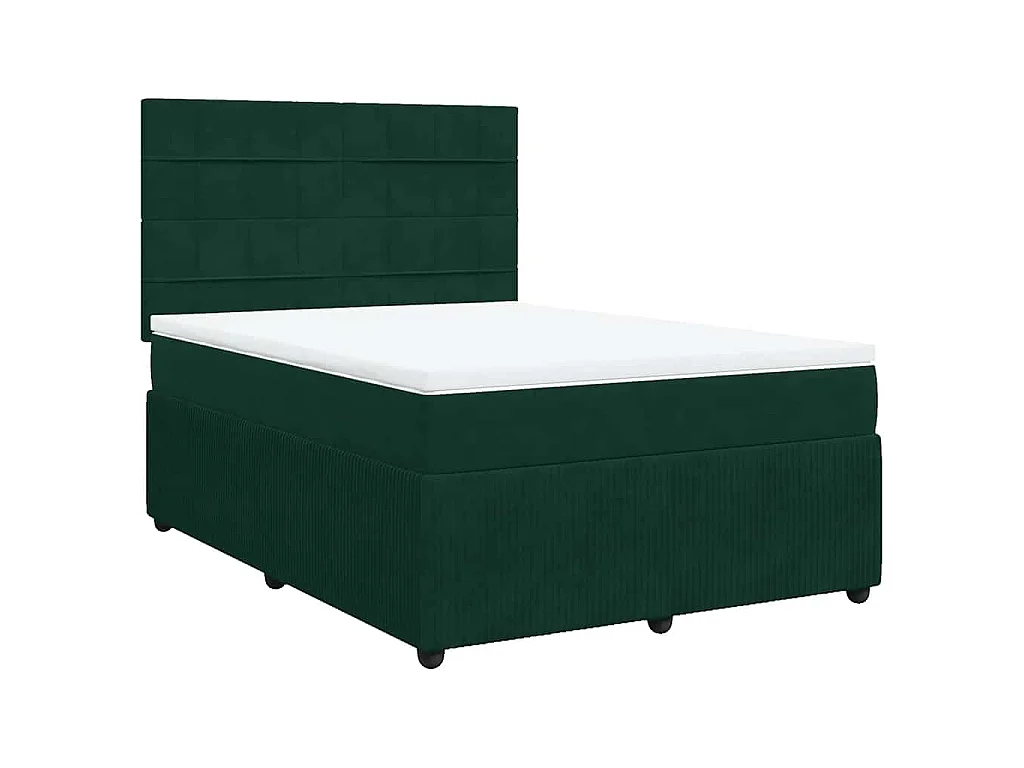 Giroletto a Molle con Materasso Verde Scuro 160x200 cm Velluto