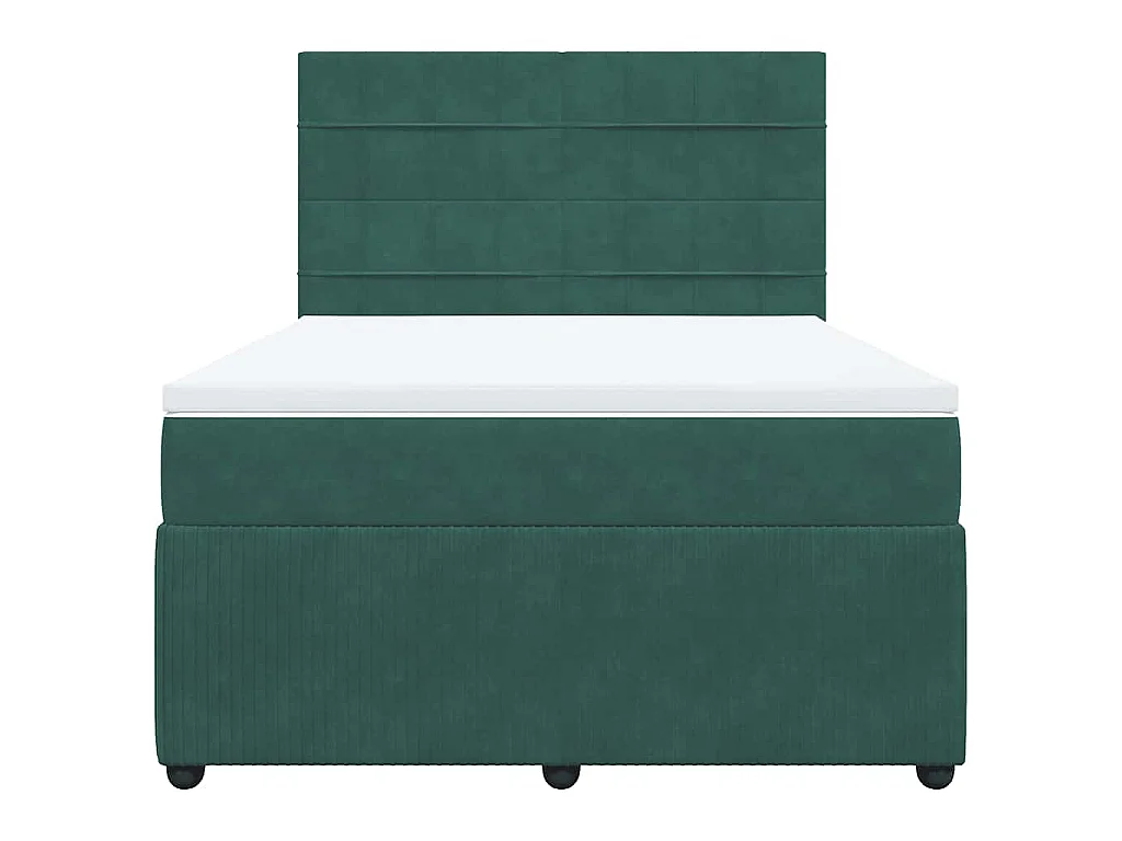 Giroletto a Molle con Materasso Verde Scuro 160x200 cm Velluto