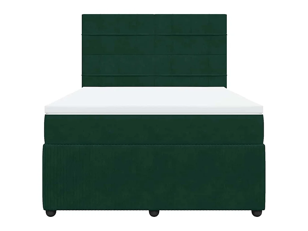 Cama box spring con colchón terciopelo verde oscuro 160x200 cm