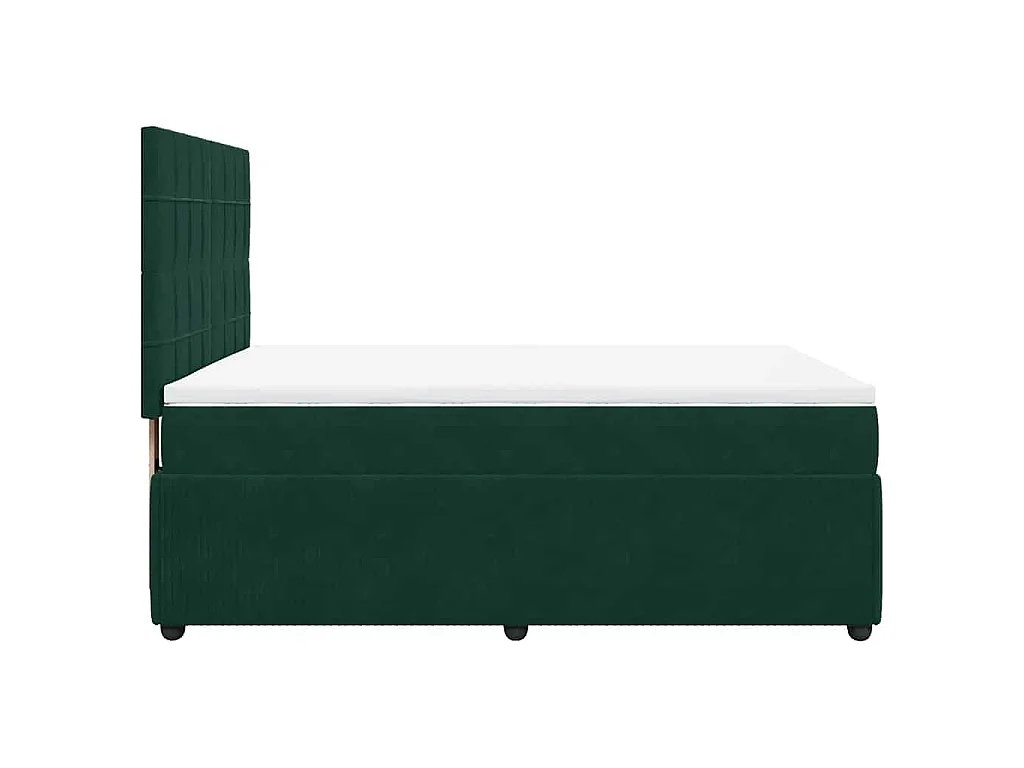 Cama box spring con colchón terciopelo verde oscuro 160x200 cm