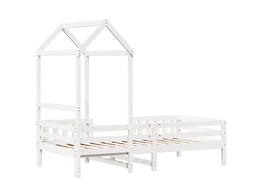 Cadre de lit avec toit sans matelas blanc 75x190 cm