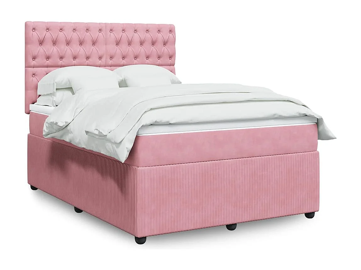 Cama box spring con colchón terciopelo rosa 160x200 cm