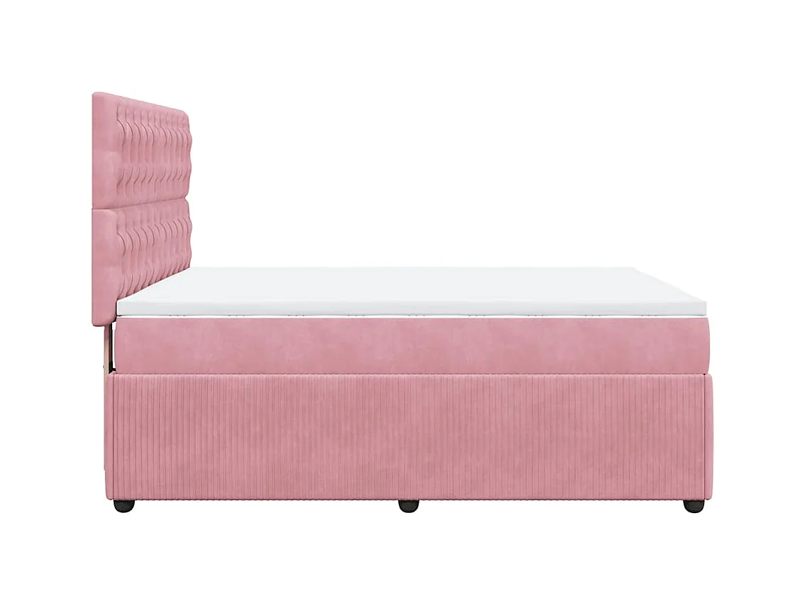 Cama box spring con colchón terciopelo rosa 160x200 cm