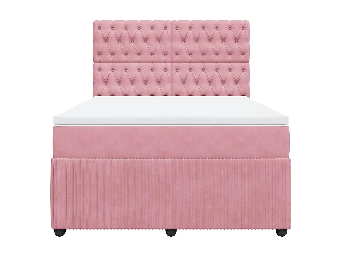 Giroletto a Molle con Materasso Rosa 160x200 cm in Velluto