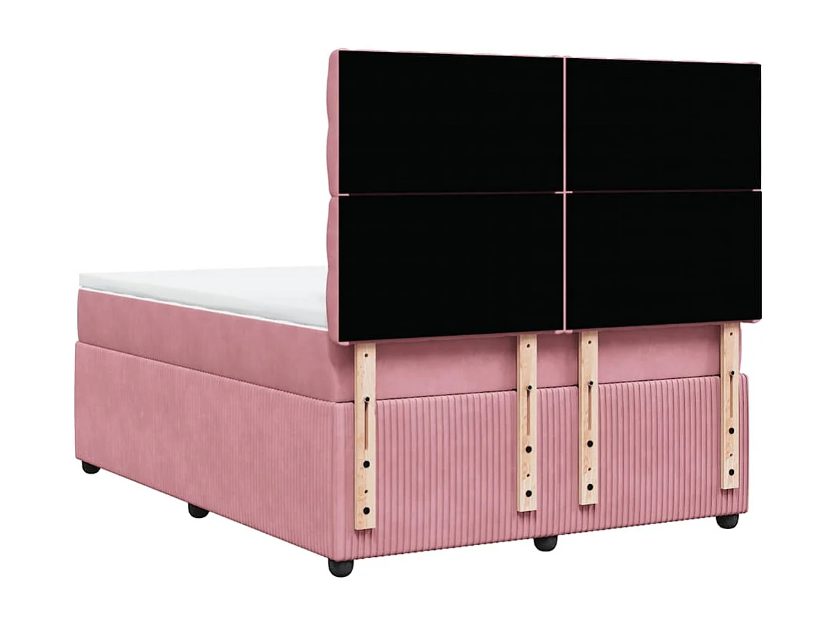 Boxspring met matras fluweel roze 160x200 cm