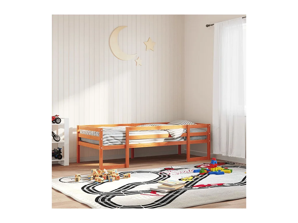 Cadre de lit pour enfants sans matelas cire marron 80x200 cm