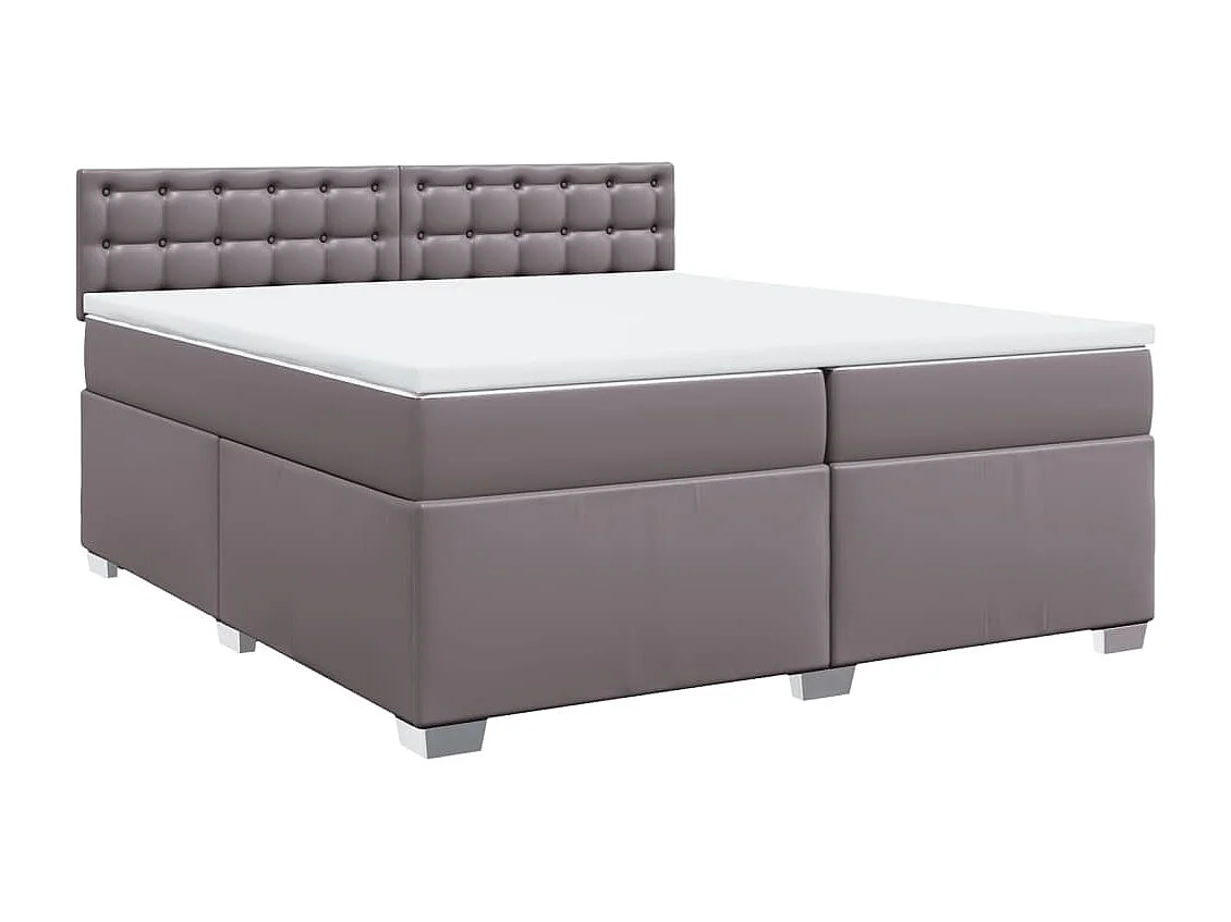 Boxspringbett mit Matratze Grau 200x200 cm Kunstleder