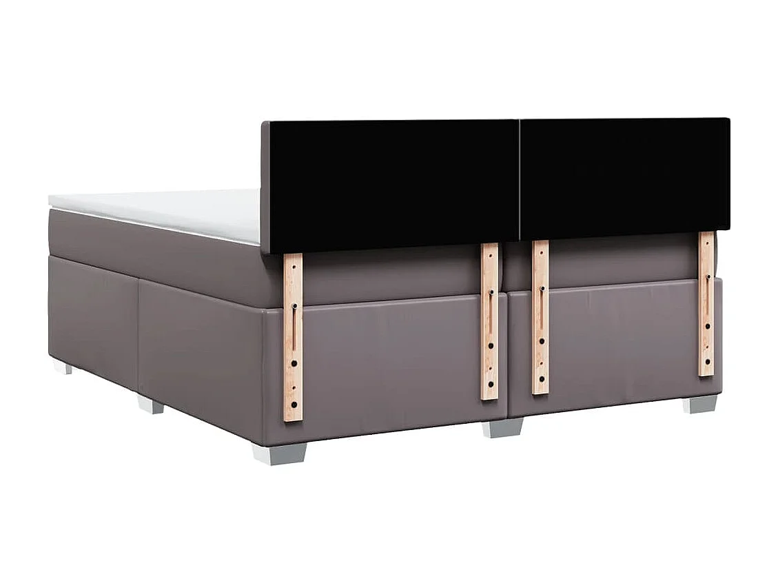 Boxspringbett mit Matratze Grau 200x200 cm Kunstleder