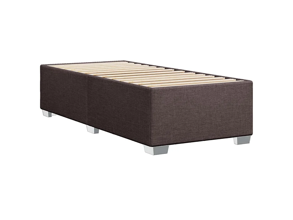 Cama box spring con colchón tela marrón oscuro 90x190 cm