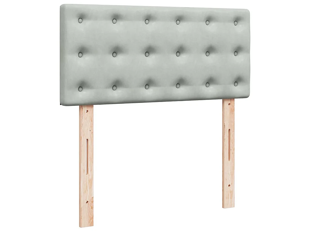 Cama box spring con colchón terciopelo gris claro 90x190 cm