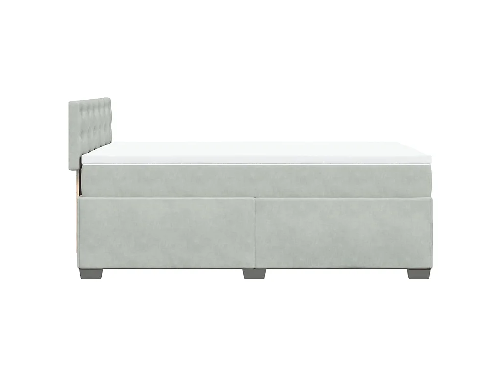 Cama box spring con colchón terciopelo gris claro 90x190 cm