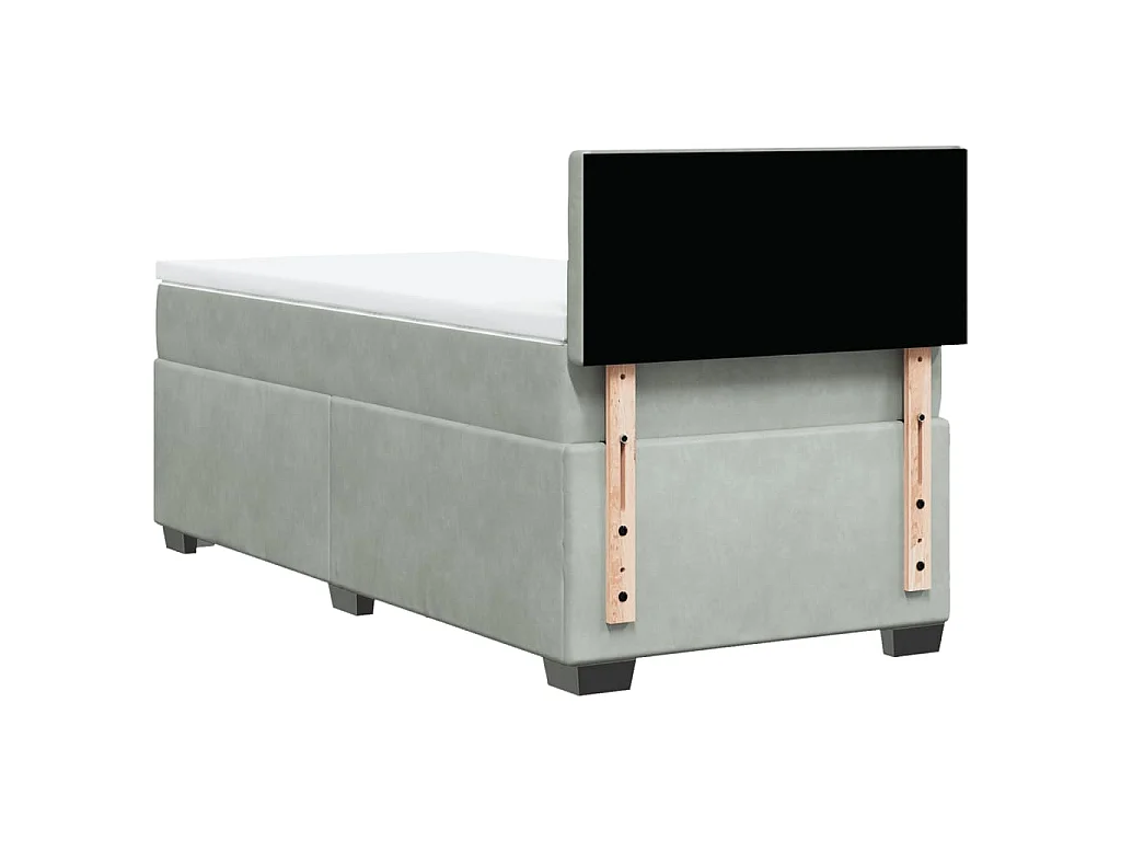 Cama box spring con colchón terciopelo gris claro 90x190 cm