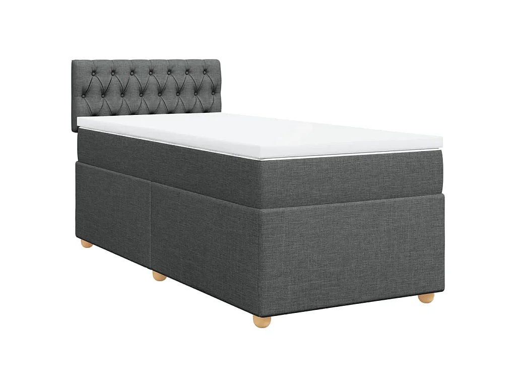 Giroletto a Molle con Materasso Grigio Scuro 90x190 cm Tessuto