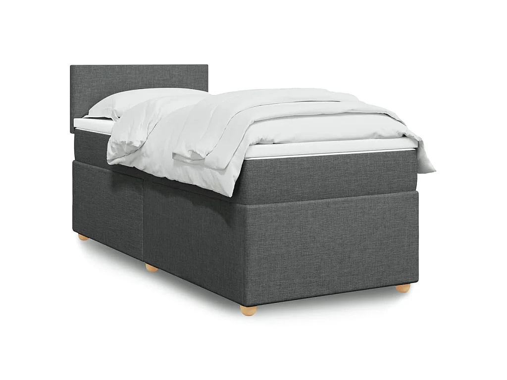 Sommier à lattes de lit et matelas Gris foncé 90x190 cm Tissu