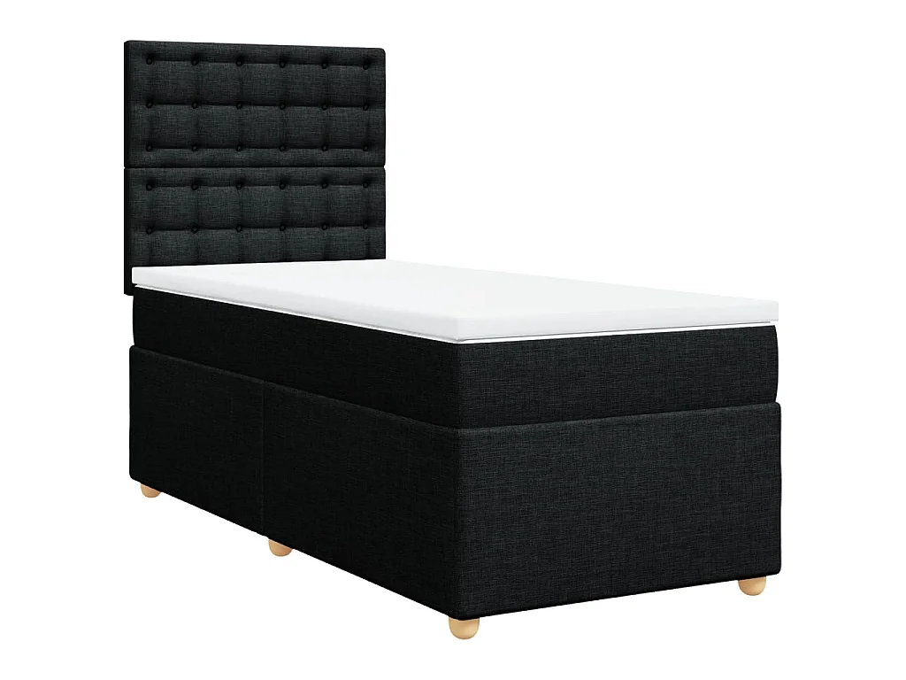 Cama box spring con colchón tela negro 100x200 cm
