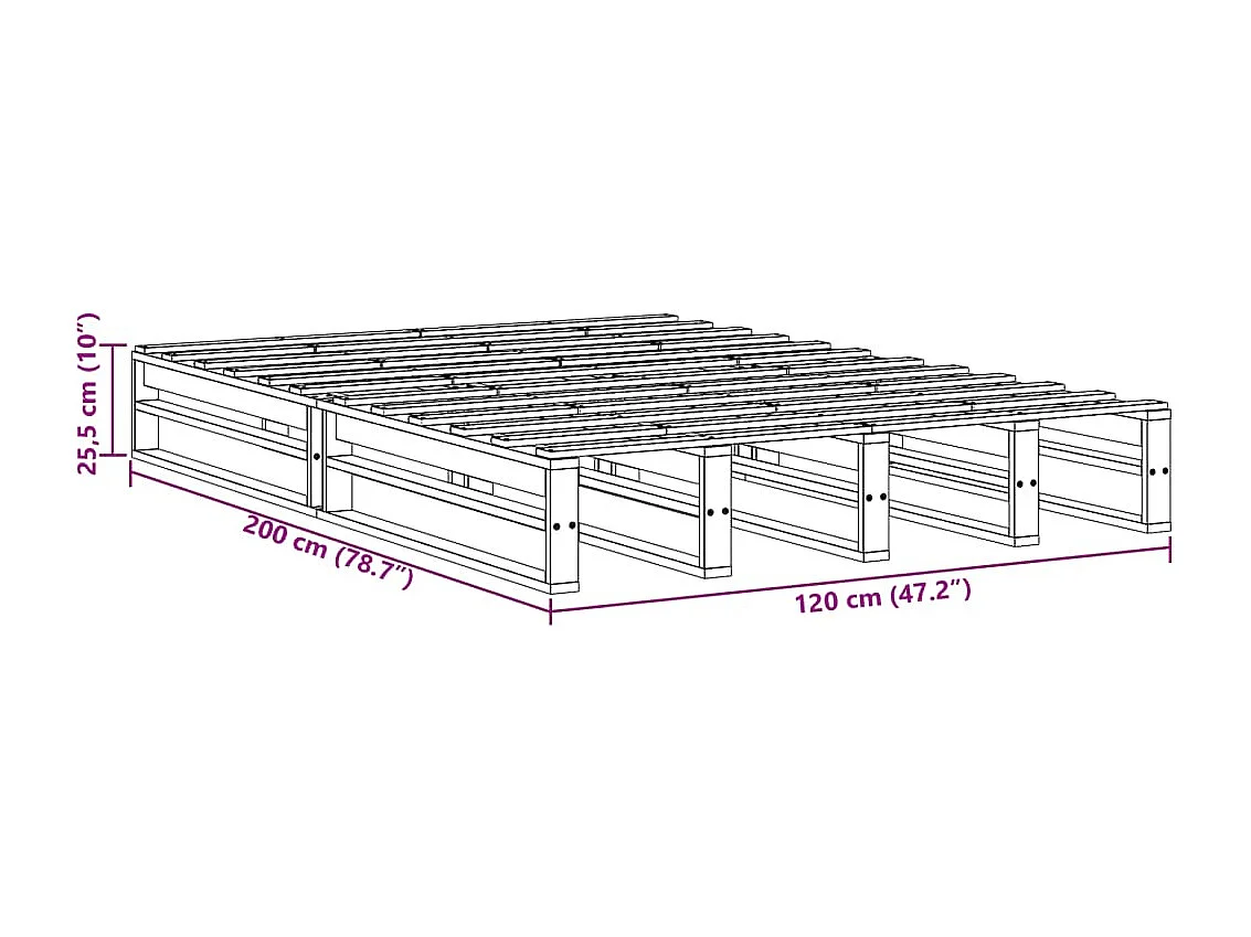 Bedframe zonder matras massief grenenhout 120x200 cm