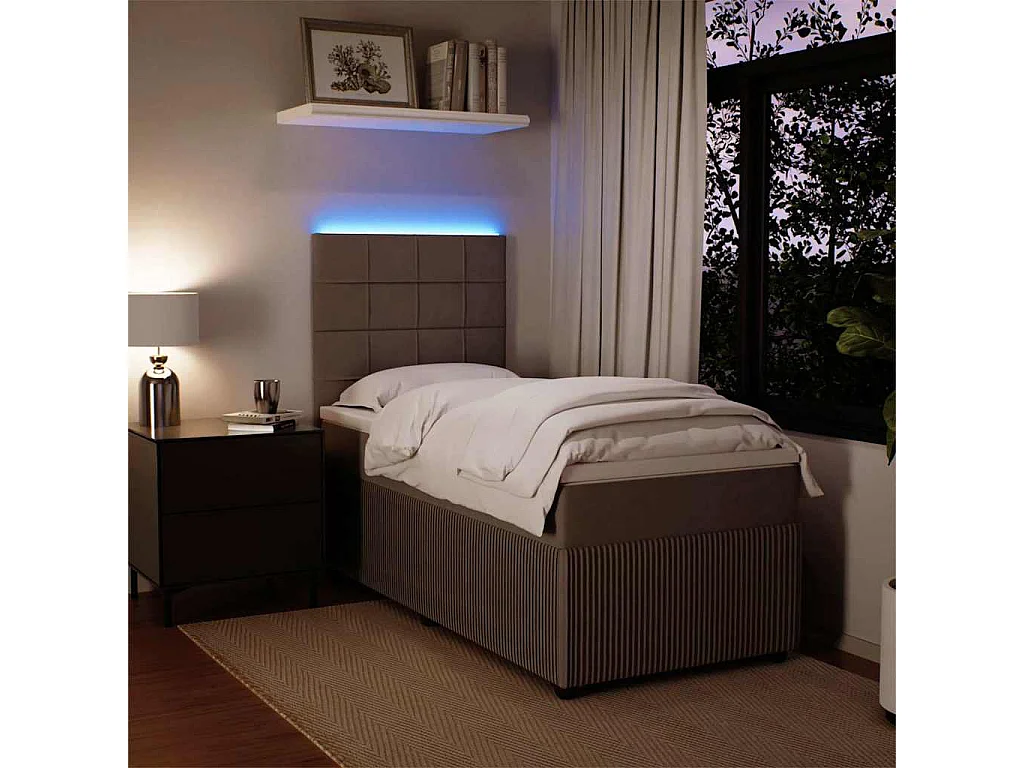 Cama box spring con colchón terciopelo gris claro 90x190 cm