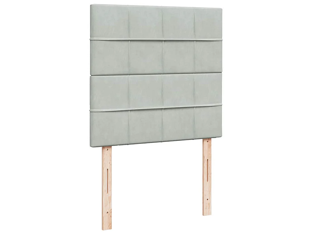 Cama box spring con colchón terciopelo gris claro 90x190 cm