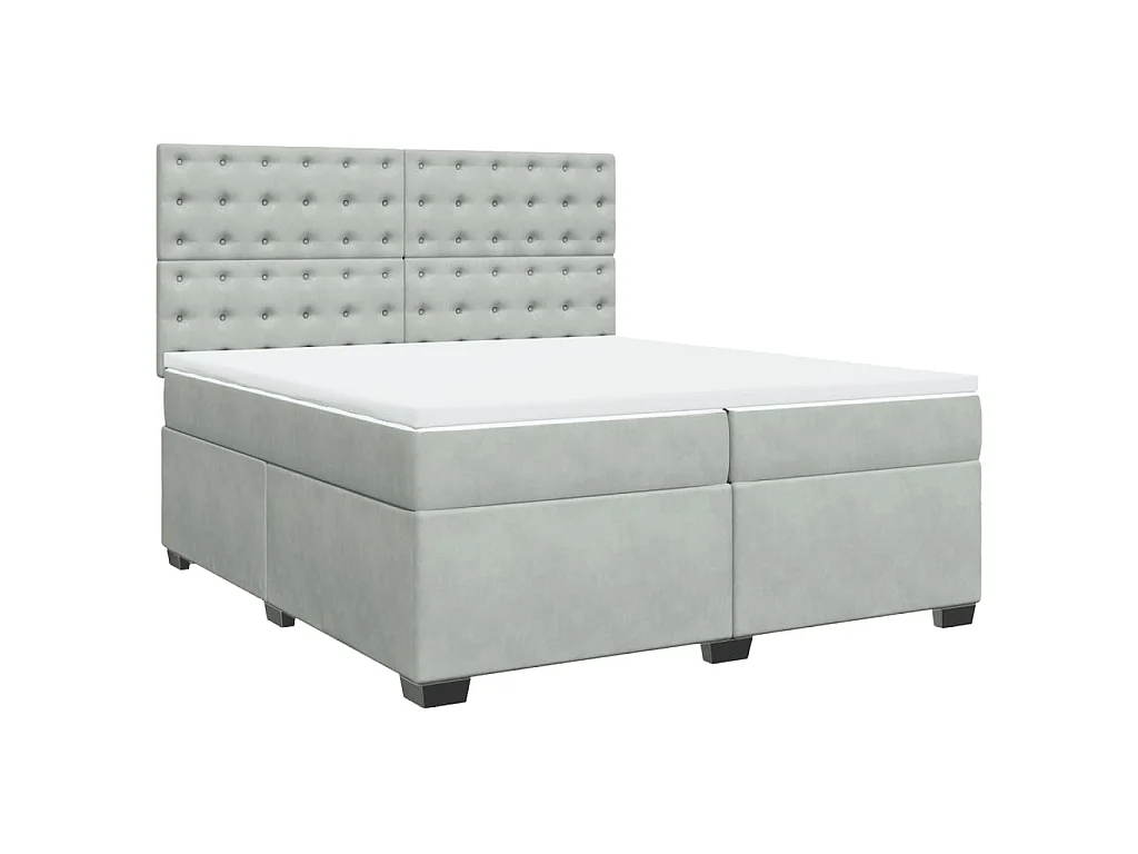 Boxspringbett mit Matratze Hellgrau 200x200 cm Samt