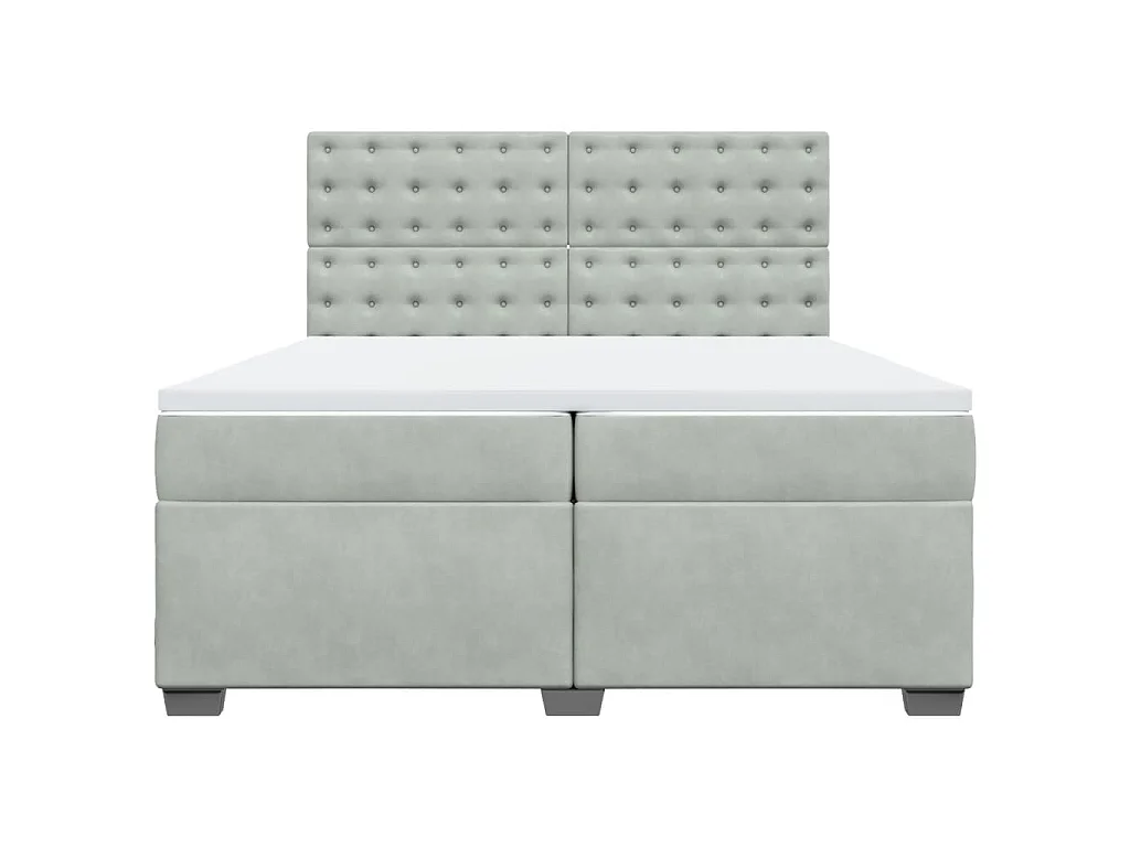 Boxspringbett mit Matratze Hellgrau 200x200 cm Samt