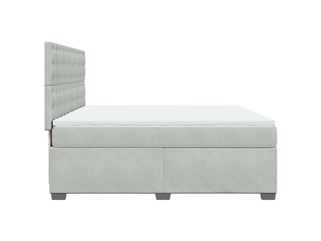 Boxspringbett mit Matratze Hellgrau 200x200 cm Samt