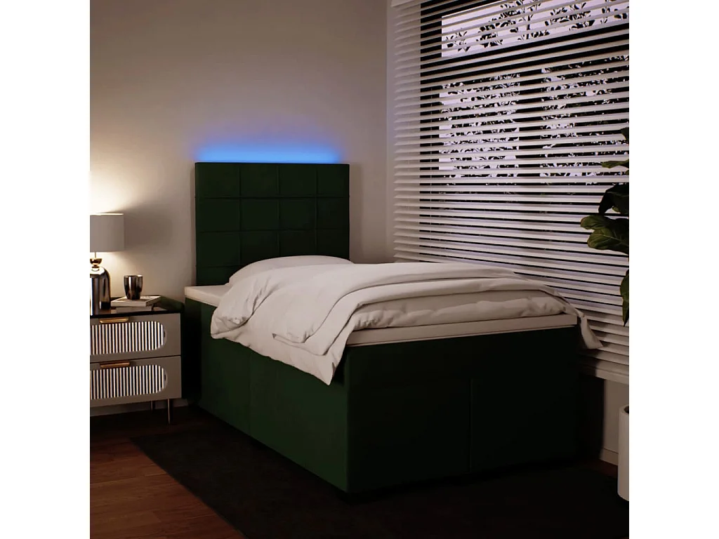 Sommier à lattes de lit et matelas Vert foncé 120x200cm Velours