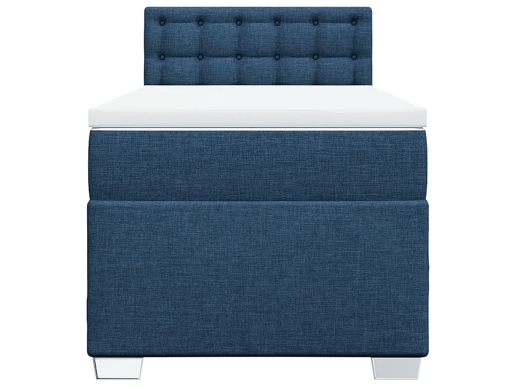 Cama box spring con colchón tela azul 80x200 cm