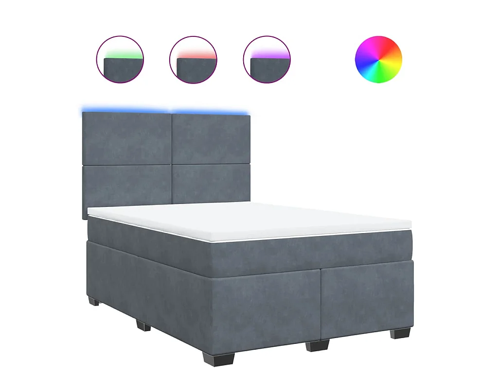 Boxspring met matras fluweel donkergrijs 140x200 cm