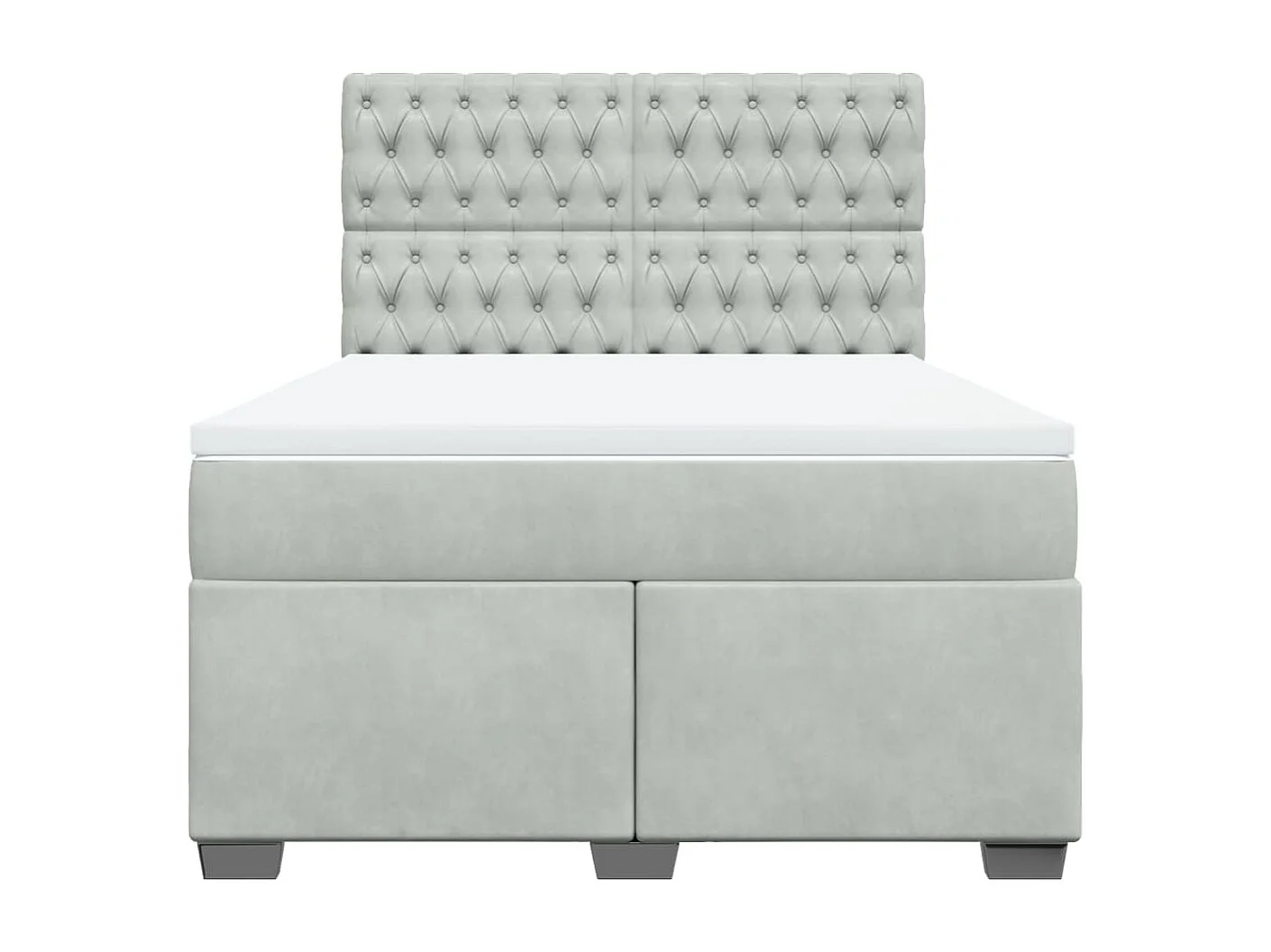 Cama com molas/colchão 140x190 cm veludo cinzento-claro