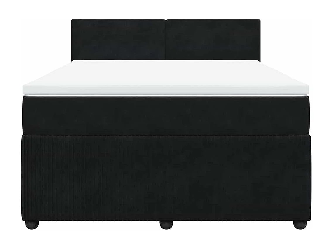 Boxspringbett mit Matratze Schwarz 160x200 cm Samt