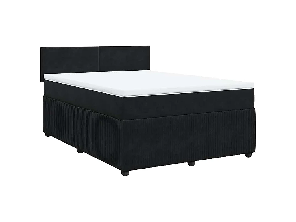 Boxspring met matras fluweel zwart 160x200 cm