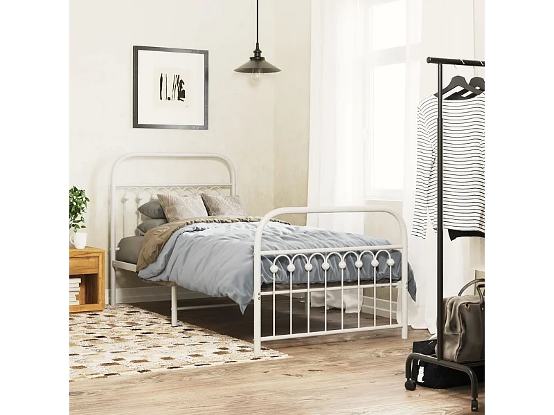 Estructura cama sin colchón con estribo metal blanco 90x190 cm