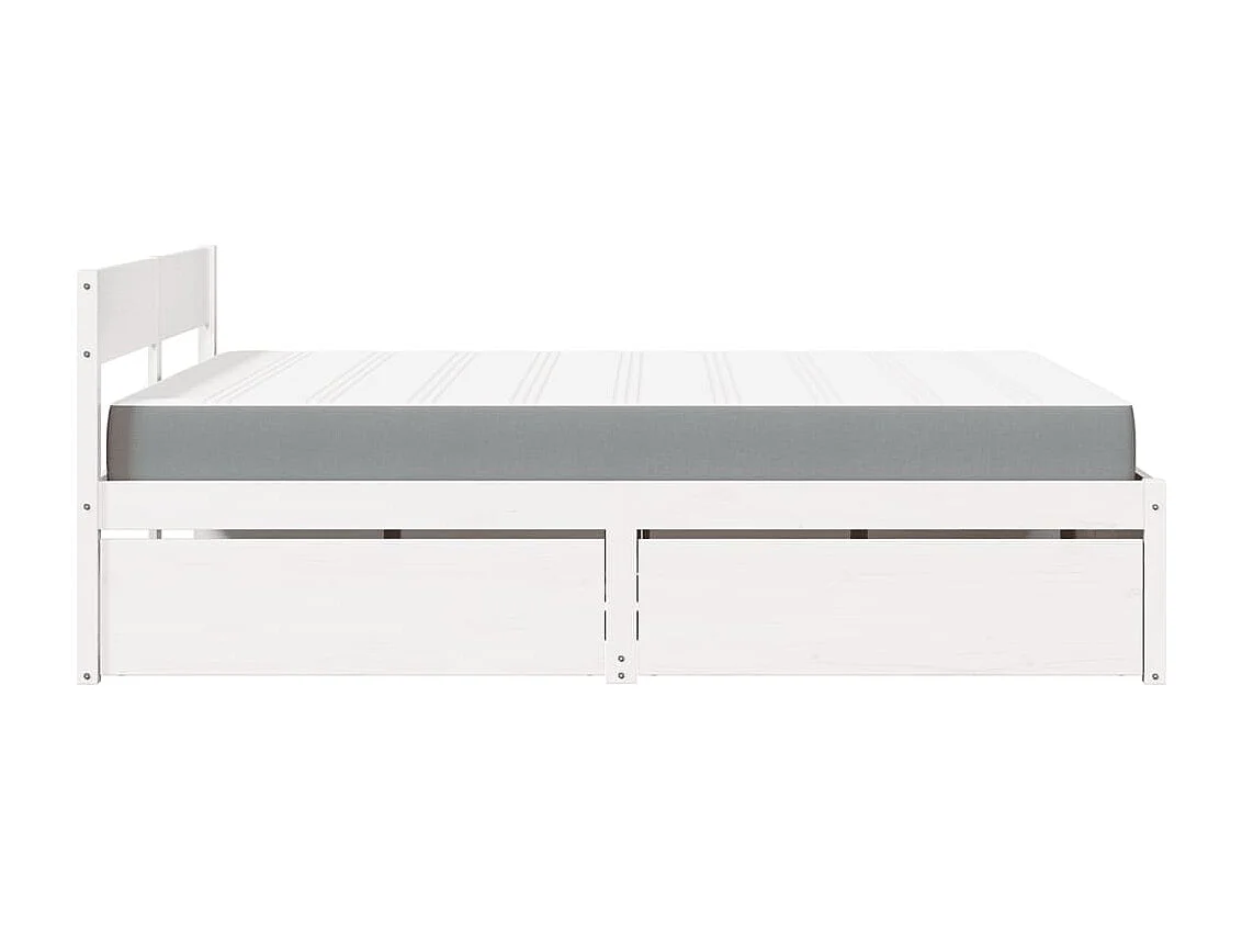 Lit avec tiroirs et matelas blanc 160x200 cm bois massif de pin