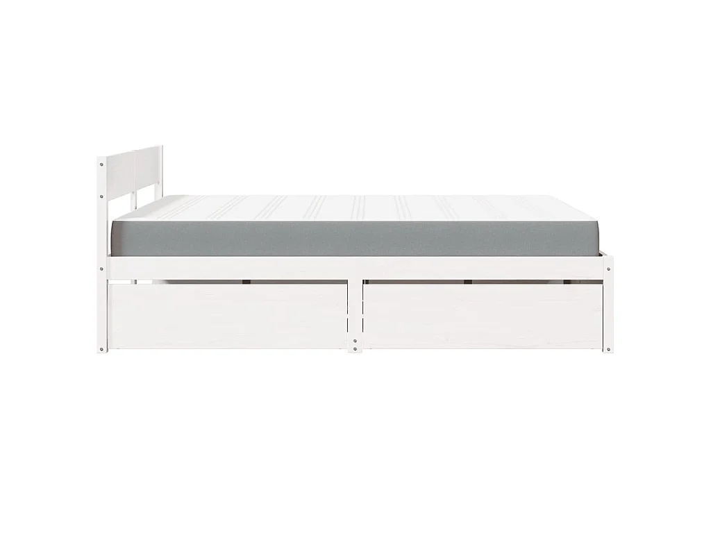 Bed met lades en matras massief grenenhout wit 160x200 cm