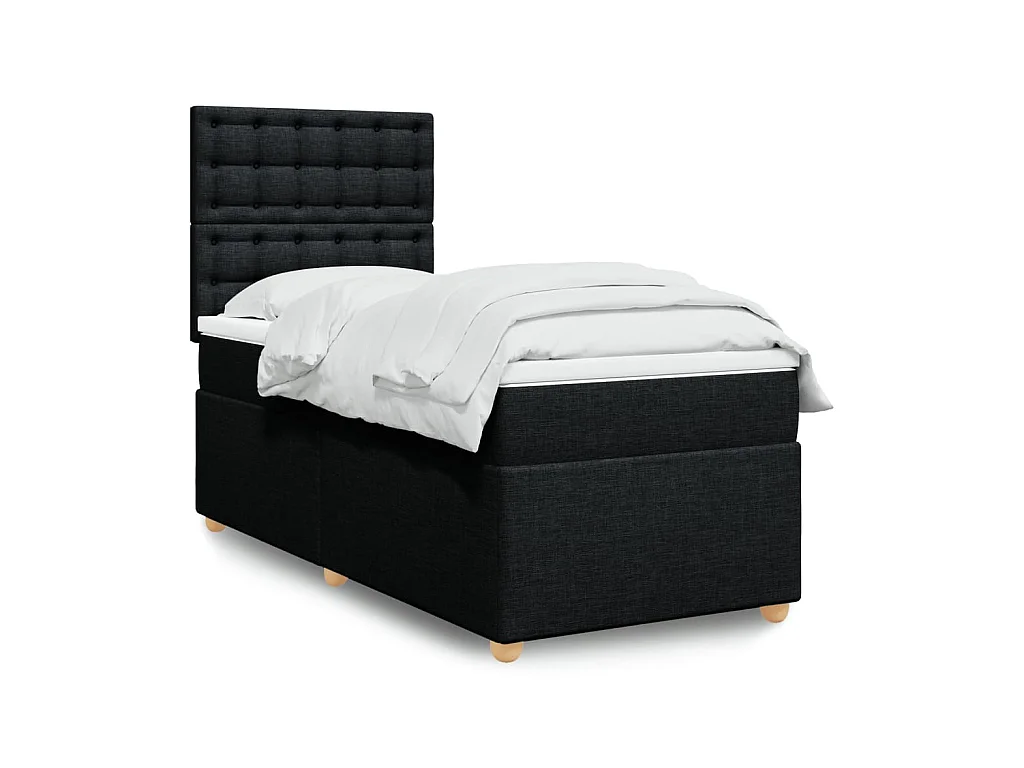 Giroletto a Molle con Materasso Nero 90x200 cm in Tessuto