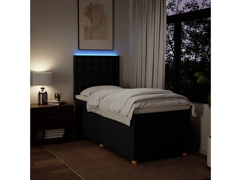 Giroletto a Molle con Materasso Nero 90x200 cm in Tessuto