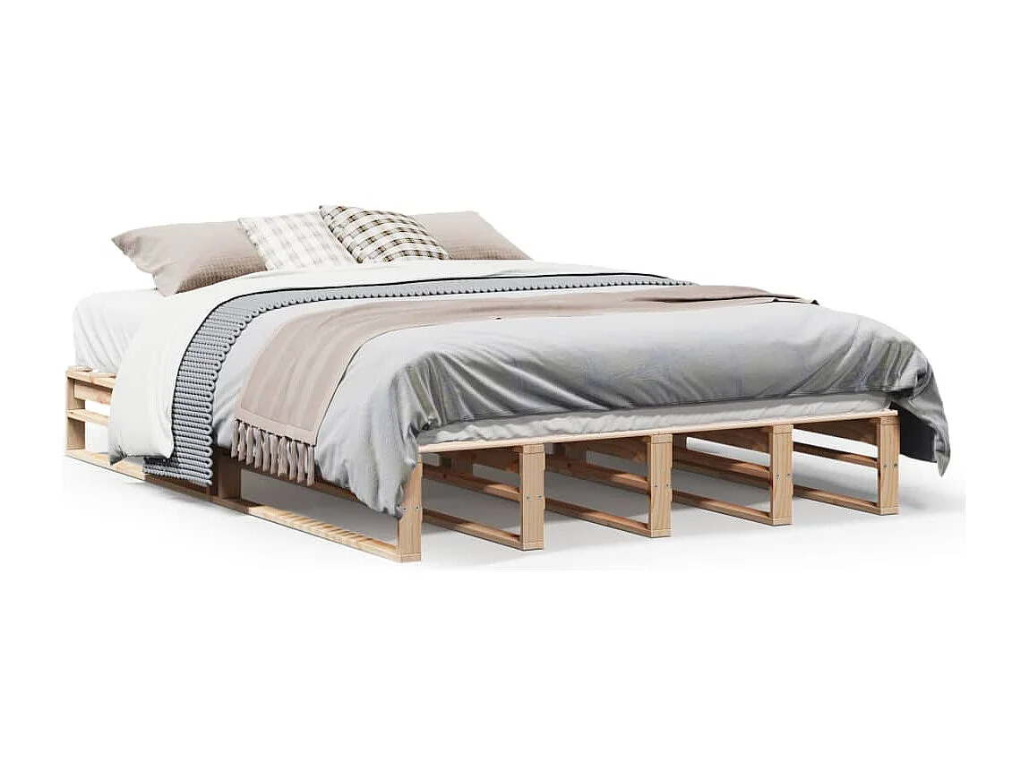 Cadre de lit sans matelas 135x190 cm bois de pin massif
