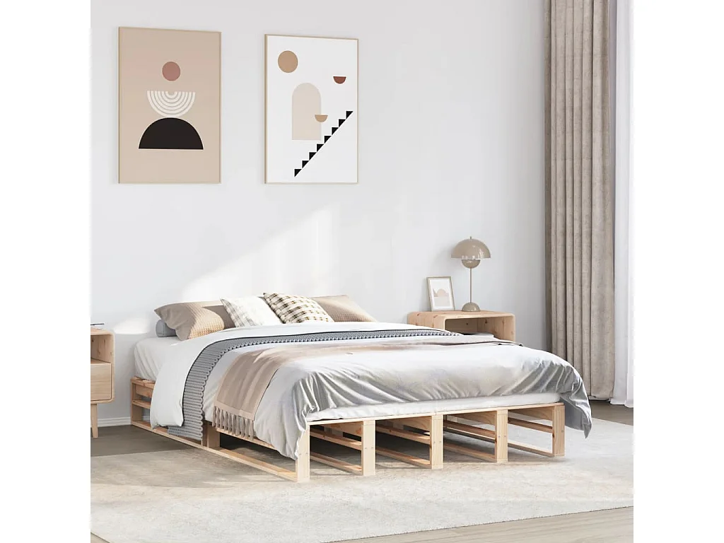 Cadre de lit sans matelas 135x190 cm bois de pin massif