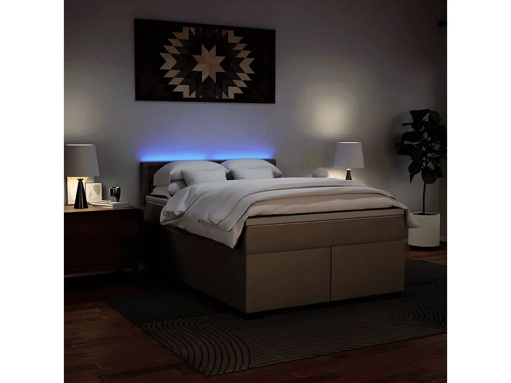 Cama com molas/colchão 160x200 cm couro artificial cappuccino