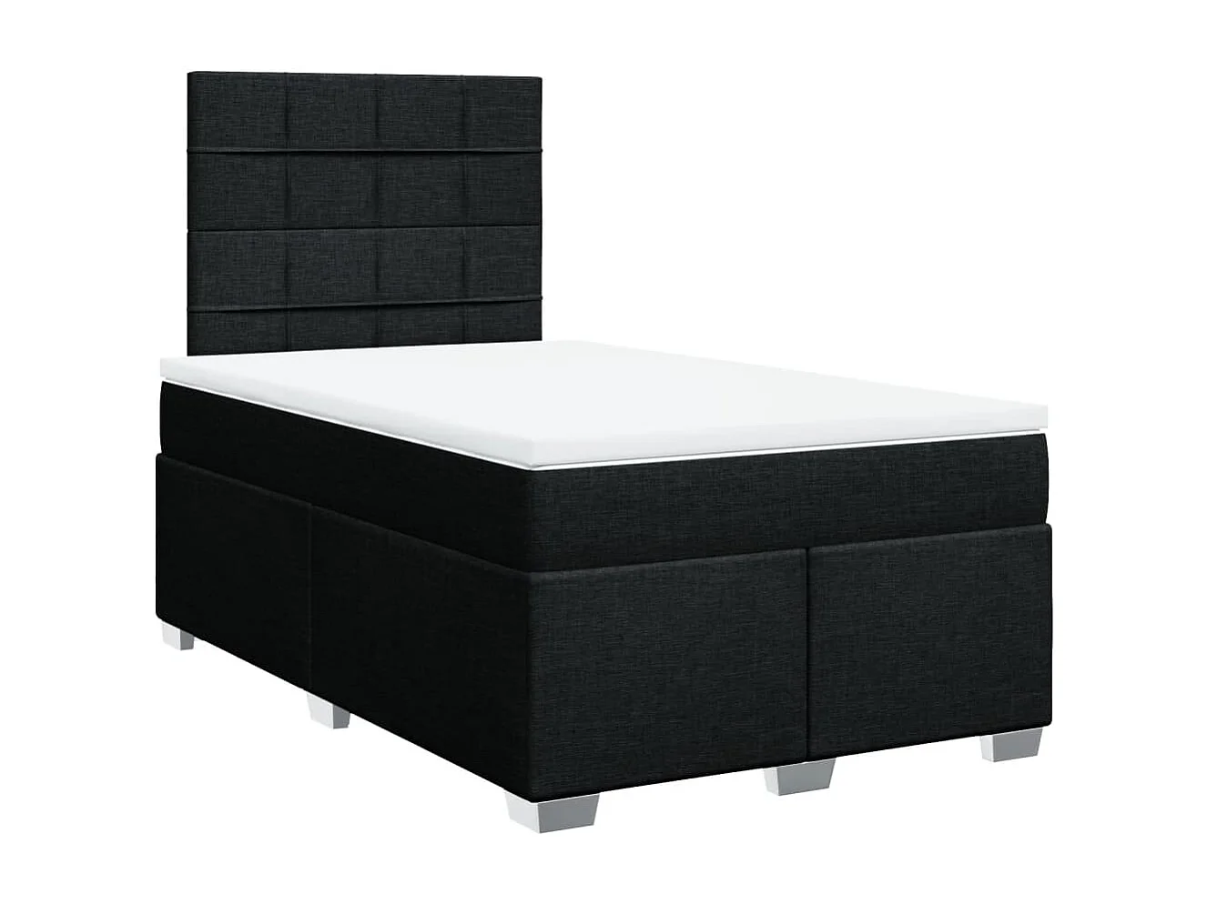 Cama box spring con colchón tela negro 120x200 cm