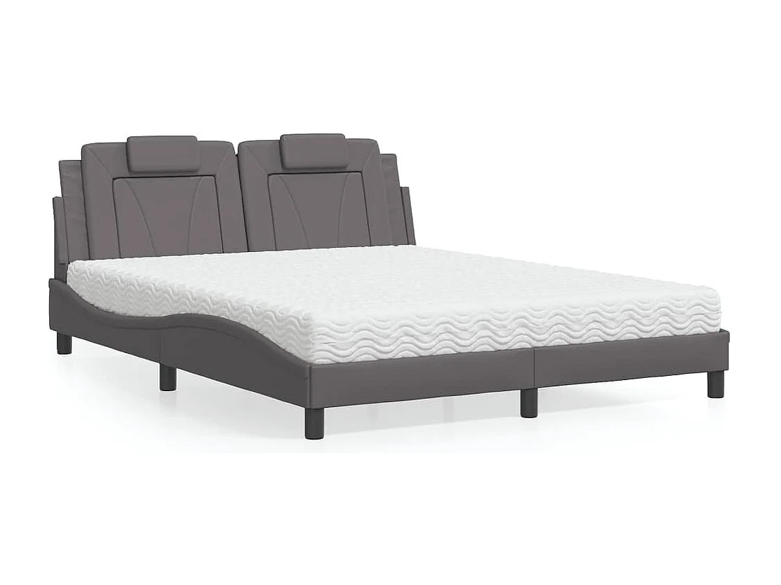 Bed "Viana" met matras kunstleer grijs 160x200 cm