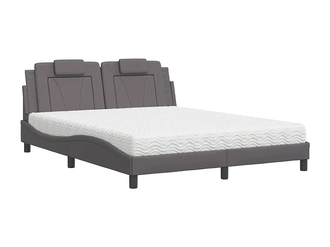 Lit Viana avec matelas gris 160x200 cm similicuir