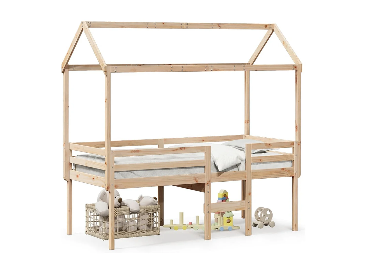 Lit haut sans matelas 75x190 cm bois de pin massif