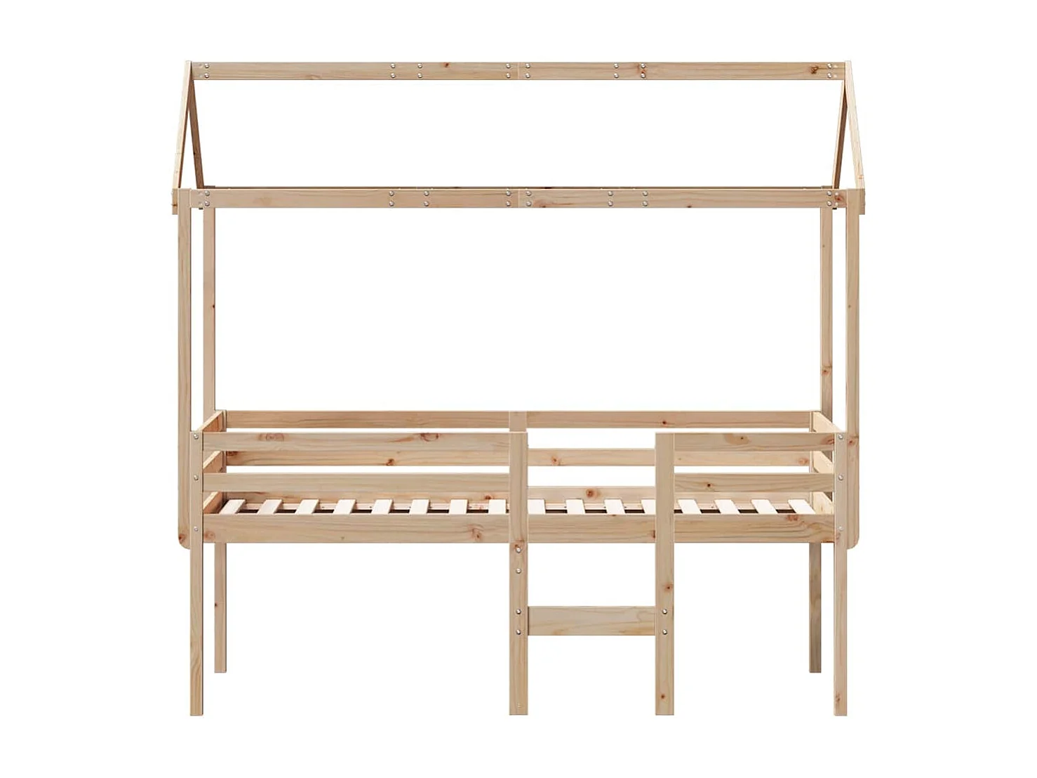 Hochbett mit Dach 75x190 cm Massivholz Kiefer