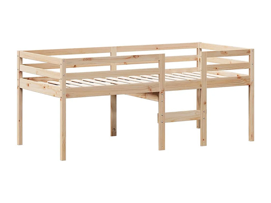 Hochbett mit Dach 75x190 cm Massivholz Kiefer