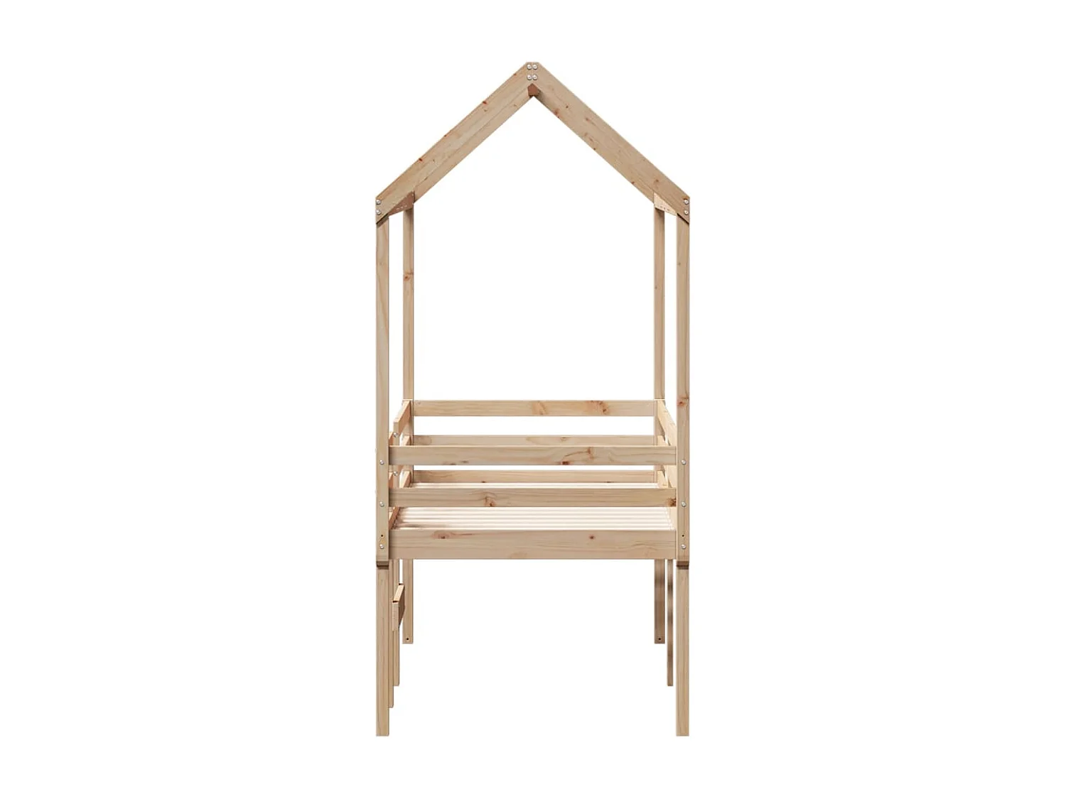 Hochbett mit Dach 75x190 cm Massivholz Kiefer