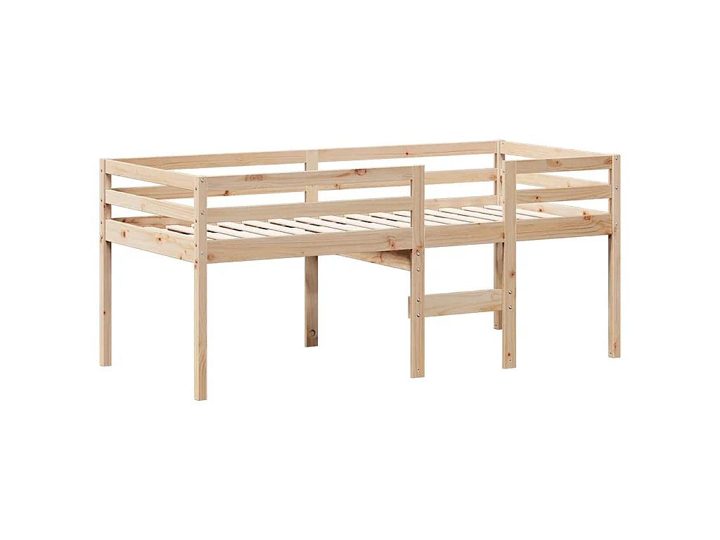 Hoogslaper met dak massief grenenhout wasbruin 75x190 cm